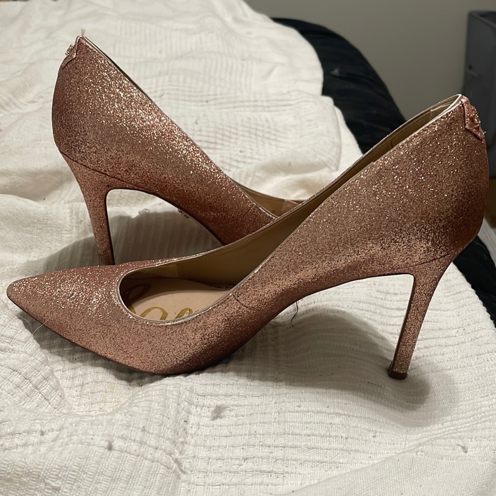 Sam Edelman glitter rose gold 4 inch heels